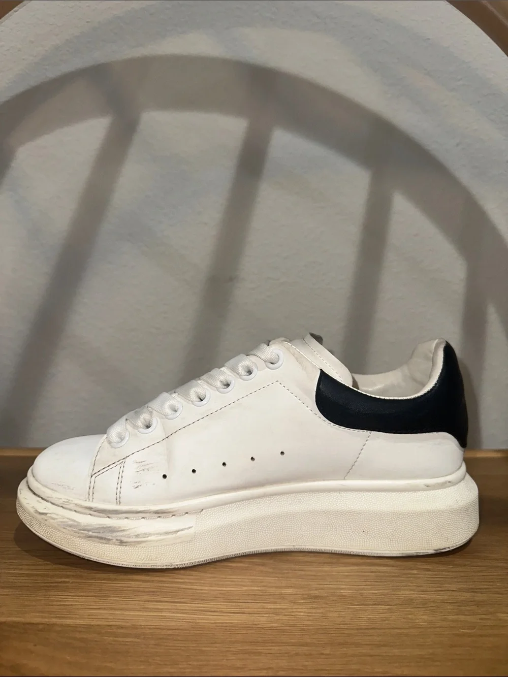 Alexander McQueen Women's Oversized Sneakers White/ Black 553770 Size 40 US 10